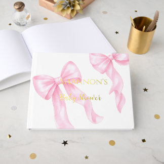 Roze Strik Gekke Baby Shower Folie Guestbook Gastenboek