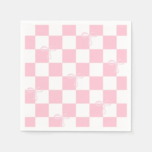Roze Strik Geruite Meisjesachtige Bachelorette Fee Servet (Voorkant)