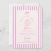 Roze strik, gestreept roze | Paarse verjaardag Kaart (Voorkant)