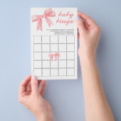 Roze Strik Gingham Baby Shower Bingo Flyer (Hand)