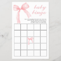 Roze Strik Gingham Baby Shower Bingo