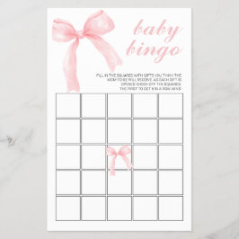 Roze Strik Gingham Baby Shower Bingo Flyer