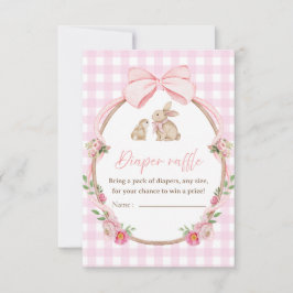 Roze Strik Gingham Luier Tombola Bijlagekaart Bedankkaart