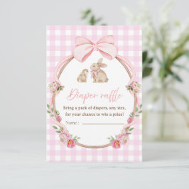 Roze Strik Gingham Luier Tombola Bijlagekaart Bedankkaart