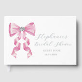 Roze Strik Glam Coquette Bruiloft Feest Gastenboek (Voorkant)