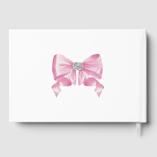 Roze Strik Glam Coquette Bruiloft Feest Gastenboek (Achterkant)