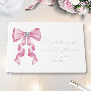 Roze Strik Glam Coquette Bruiloftsfeest Gastenboek