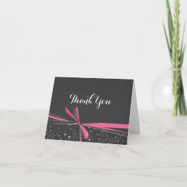 Roze Strik Glitter Glam Kerstfeest Griekkaart Bedankkaart