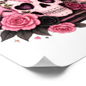 Roze Strik Gothische Schedel Coquette Halloween Poster (Hoek)
