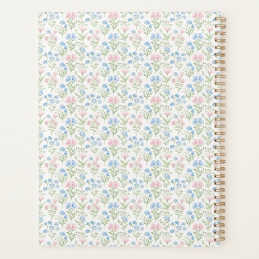Roze Strik Grandmillennial Bloemmotief Monogram Planner (Achterkant)