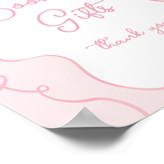 Roze strik grillige boeken en geschenken baby show poster (Hoek)