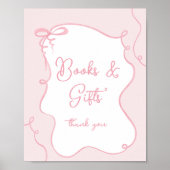 Roze strik grillige boeken en geschenken baby show poster (Voorkant)
