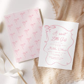 Roze strik grillige golvende lijst meisje baby sho kaart