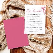 Roze Strik Guess het Aantal Bruidsfeest Spel Kaart