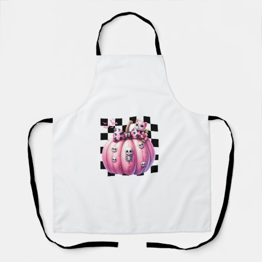 Roze strik Halloween pompoen met kitten kattensche Schort (Voorkant)