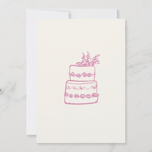 Roze strik handgetekend stijlvolle trendy bruiloft save the date (Achterkant)