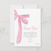 Roze strik handgetekende Coquette babyshower  Bedankkaart (Voorkant)