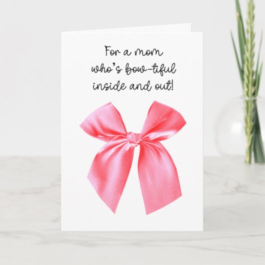 Roze Strik Happy Moederdag Kaart (Voorkant)