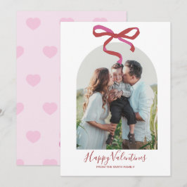 Roze Strik Happy Valentijnsdag Foto Vakantiefkaart Feestdagenkaart