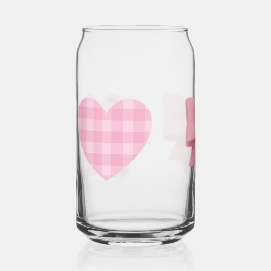 roze strik hart en blikvorm glas (Voorkant)
