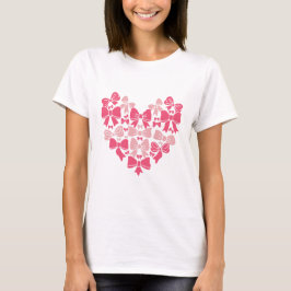 Roze Strik Hart Esthetisch Coquette Design T-shirt