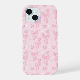 Roze Strik Hart Telefoonhoesje iPhone 15 Case