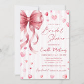 Roze Strik Harten Valentijns Bruiloft Feest Kaart (Voorkant)