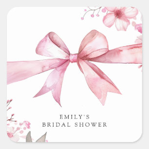 Roze Strik Het Huwelijk Bridal Shower Vierkante Sticker