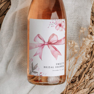 Roze Strik Het Huwelijk Bridal Shower Wijn Etiket