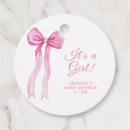 Roze strik Het is een meisje Baby shower Bedankjes Labels