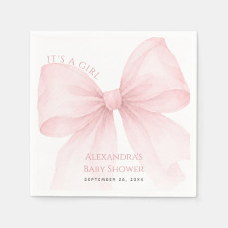 Roze Strik Het is een Meisje Baby Shower Coquette Servet