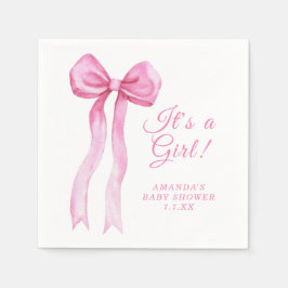 Roze strik het is een meisje baby shower servet