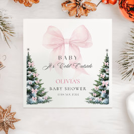 Roze strik Het is koud buiten baby shower servette Servet