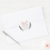 Roze strik Het is koud buiten baby shower sticker (Envelop)