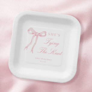 Roze Strik Het Knoopje Bridal Shower Papieren Bordje