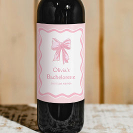 Roze strik Het knopen van de knoop vrijgezellenfee Wijn Etiket