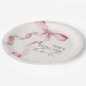 Roze strik het sluiten van de knoop bruids douche papieren bordje (Gekanteld)