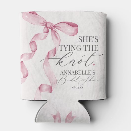 Roze strik het sluiten van de knoop bruidsfeest fa blikjeskoeler (Achterkant)