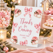 Roze Strik Hoed Kerstman Bedankt voor je komst Fav