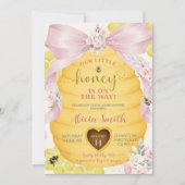 Roze Strik Honing Baby Shower Uitnodiging (Voorkant)
