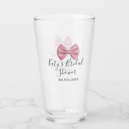 Roze strik huwelijksfeest naam datum pastel stijlv glas