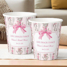 Roze Strik Huwelijksshack Verloofde Bruiloft Favor Papieren Bekers