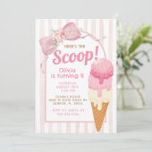 Roze Strik Ijs Verjaardag Kaart (Staand voorkant)