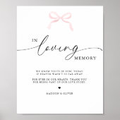 Roze Strik in Loving Memory Trouwbord Poster (Voorkant)