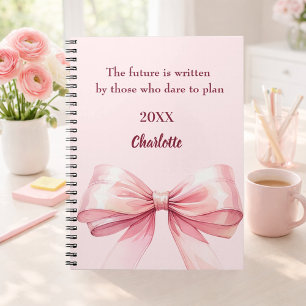 Roze strik inspirerende quote notitieboek