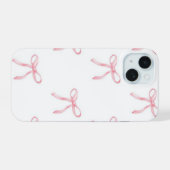 Roze strik iPhone hoesje 15 Case (Achterkant horizontaal)