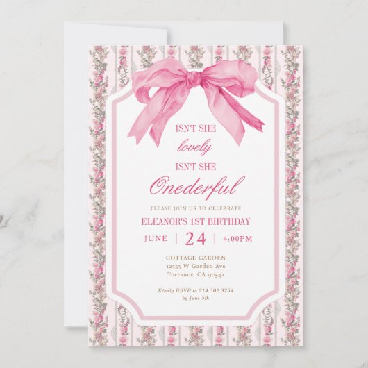 Roze Strik Is Ze Niet Een Wonderbaarlijk Meisje 1e Kaart (Voorkant)