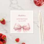 Roze strik ivoor elegante verjaardag servet (Insitu)