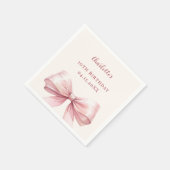 Roze strik ivoor elegante verjaardag servet (Hoek)