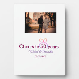 Roze strik juicht om 50 jaar trouwdag fotoplaat